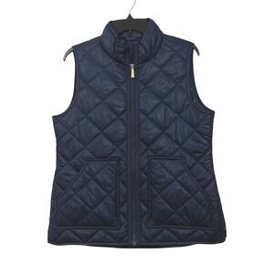 KATE SPADE Quilted Vest Navy Blue Zip Front Pockets Women's Size M